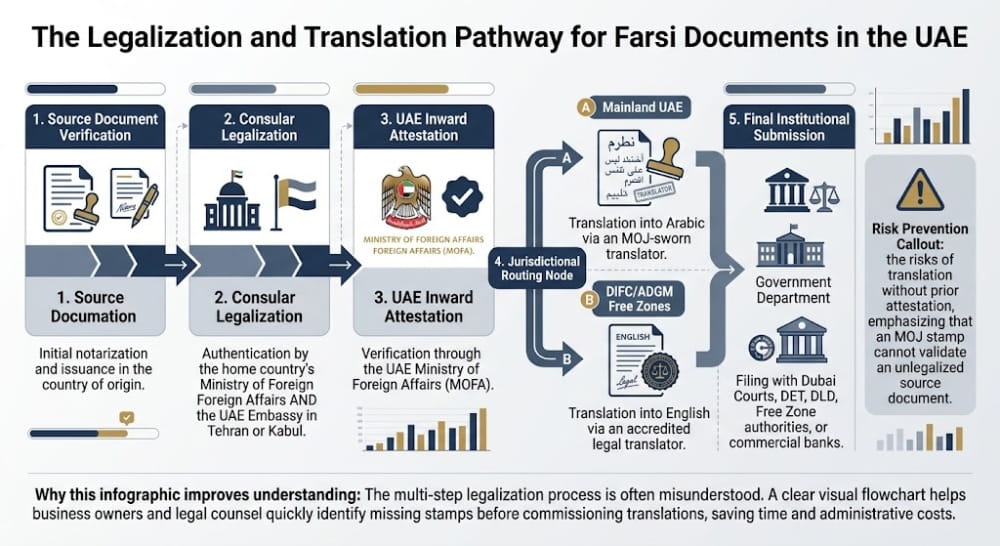 The Legalization and Translation Pathway for Farsi Documents in the UAE