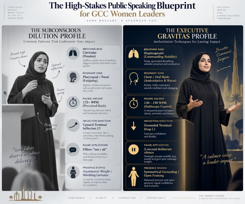 The High-Stakes Public Speaking Blueprint for GCC Women Leaders
